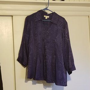 Purple Burnout Patterned Blouse with 3/4 sleeves